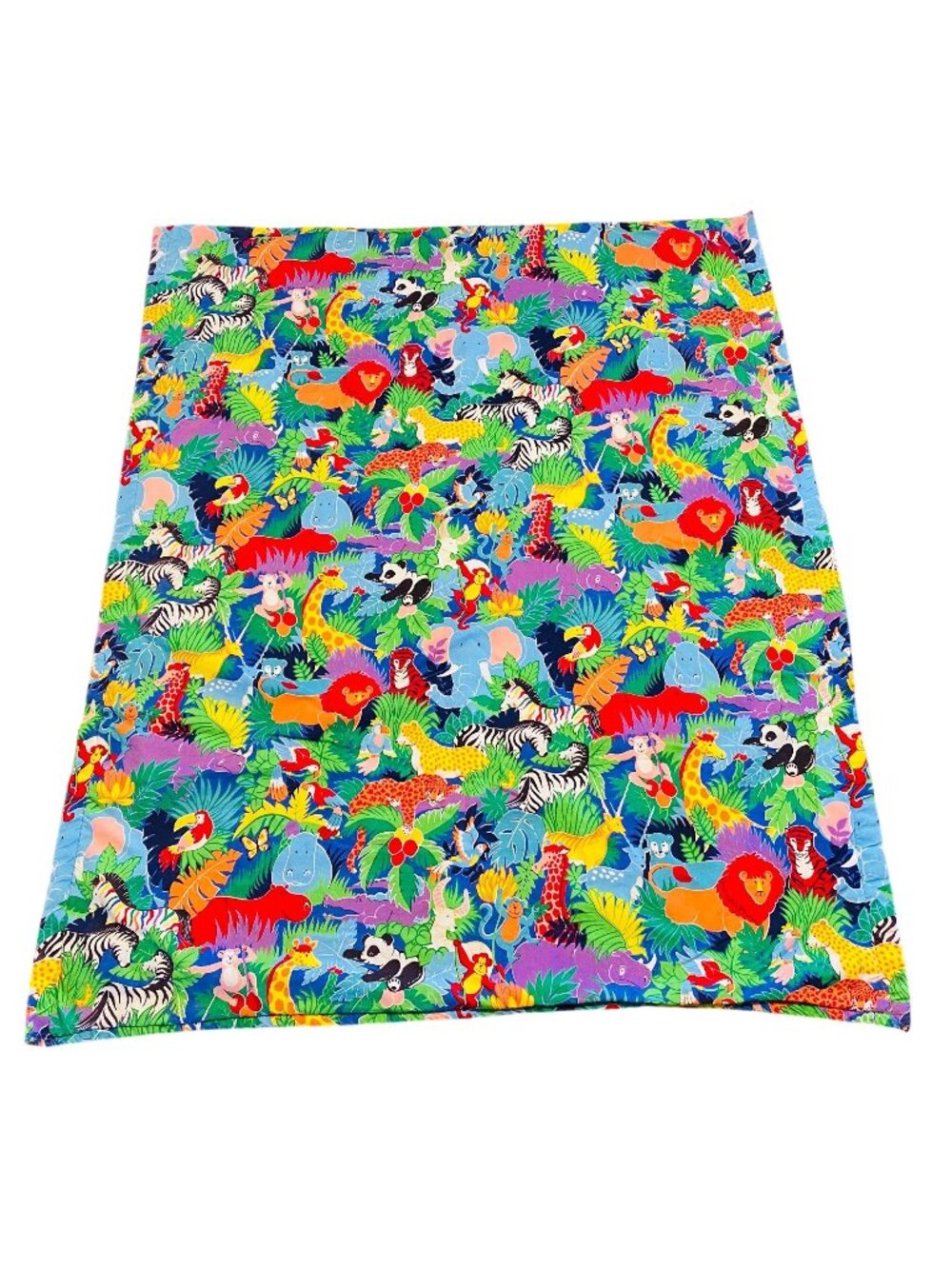Jungle Safari Baby Blanket With Colorful Animal Print & Play Map Reverse Side - Picture 1 of 11